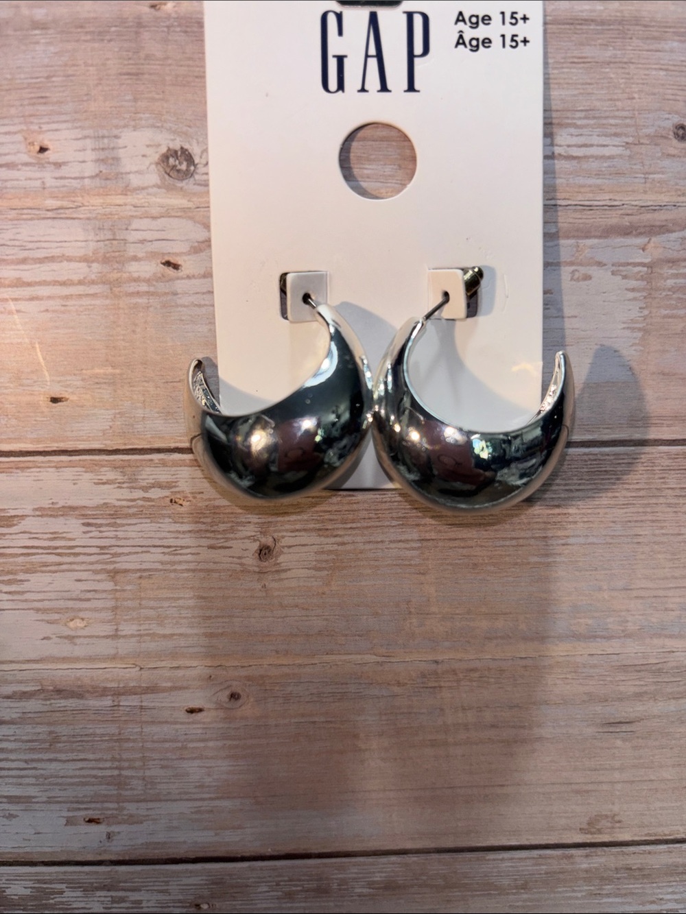 GAP Shiny Silver Crescent Hoop Earrings